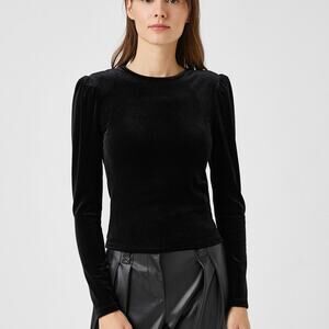 Black Ribbed Long Sleeve Top